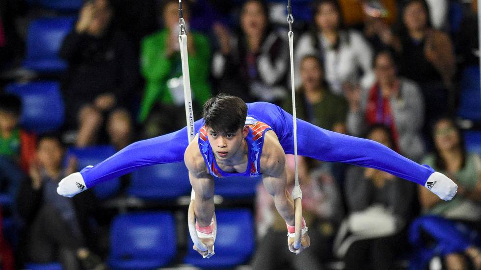 Carlos Yulo, 19, won the all-round and floor exercise events but came second in the pommel horse, rings, vault, parallel bars, and horizontal bar. — AFP