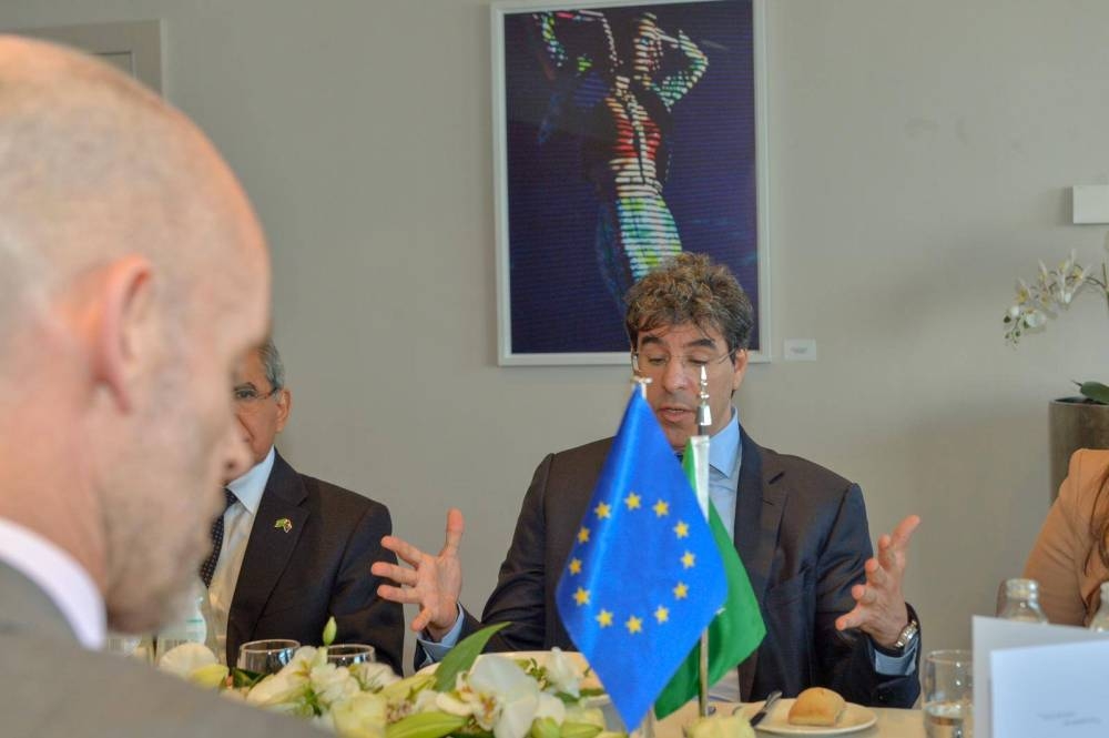 Saudi Human Rights Commission (HRC) President Dr. Awwad Al-Awwad addressing members of the Political and Security Committee of the European Union in Brussels. 