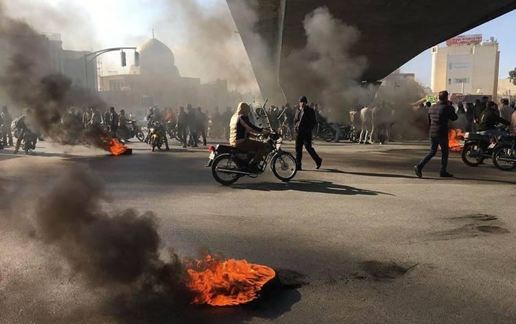Iranian protesters rally against an increase in petrol prices in the central city of Isfahan in this file photo. — AFP