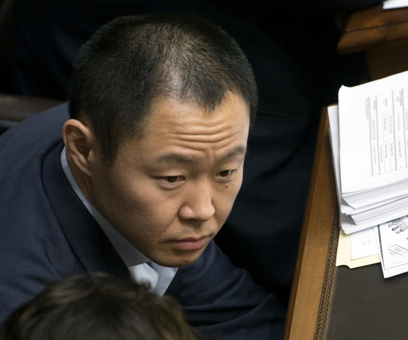  In this file photo taken on June 6, 2018 Peruvian congressman Kenji Fujimori, the youngest son of ailing former president Alberto Fujimori (1990-2000), attends the congress' debate on whether to dismiss him on corruption charges, in Lima. -AFP