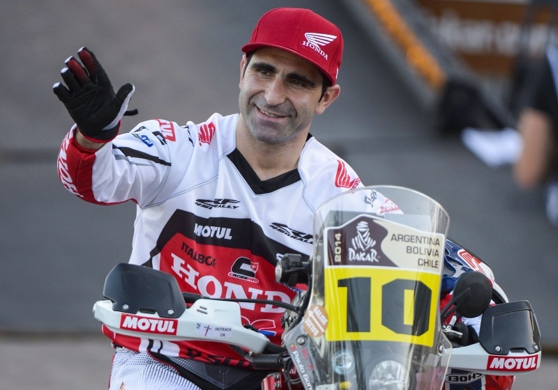 Portuguese motorbike rider Paulo Goncalves during the symbolic start of the 2014 Dakar Rally in Rosario some 350 km north of Buenos Aires, Argentina, in this Jan. 4, 2014 file photo. — AFP