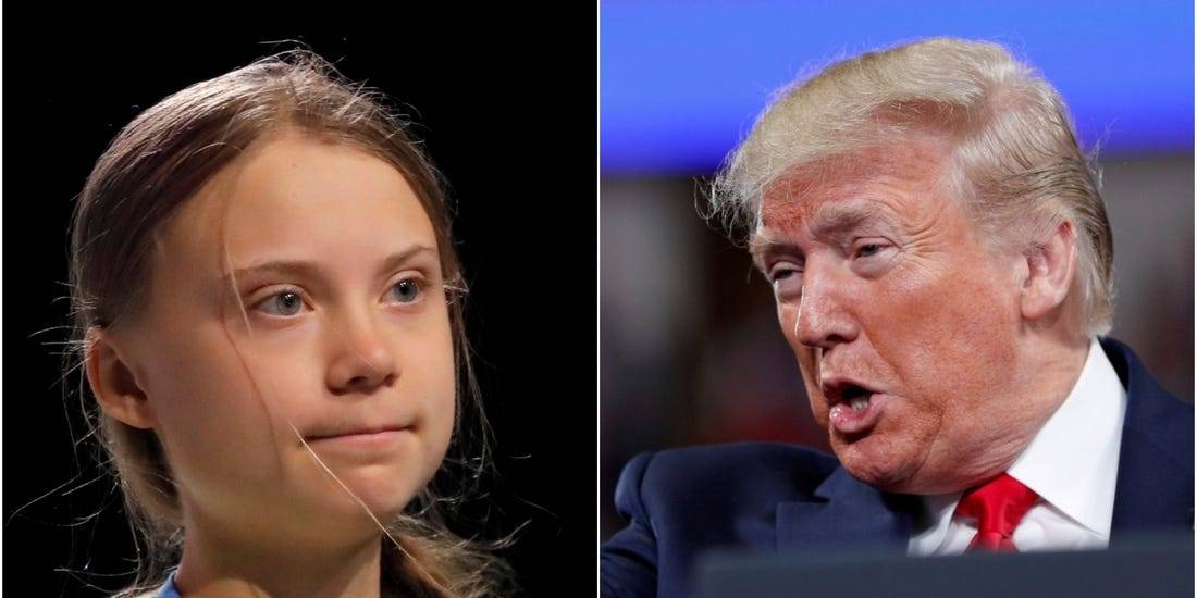 US President Donald Trump, right, and young climate campaigner Greta Thunberg, left, are seen in this file combination picture. — Courtesy photo 