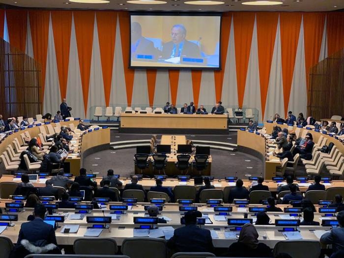 Ambassador Abdullah Al-Muallami, Permanent Representative of Saudi Arabia to the United Nations, addressing the meeting of the Group of 77 and China at the United Nations headquarters in New York. — SPA
