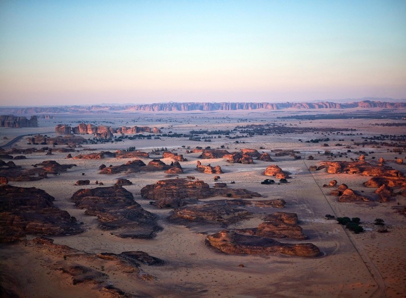 Neville Wakefield and Raneem Farsi, curators of Desert X AlUla, onsite. — courtesy RCU.