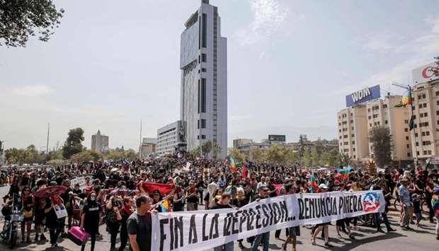 Hundreds of Chileans rallied in protest on Saturday in Santiago. -Courtesy photo 