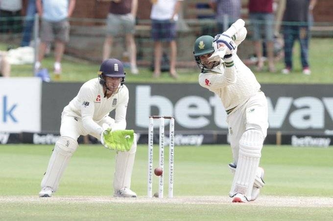 South Africa's Keshav Maharaj hit England's Root for three fours and two sixes in an over which ended with four byes, costing 28 in total, in a late flourish to the innings.