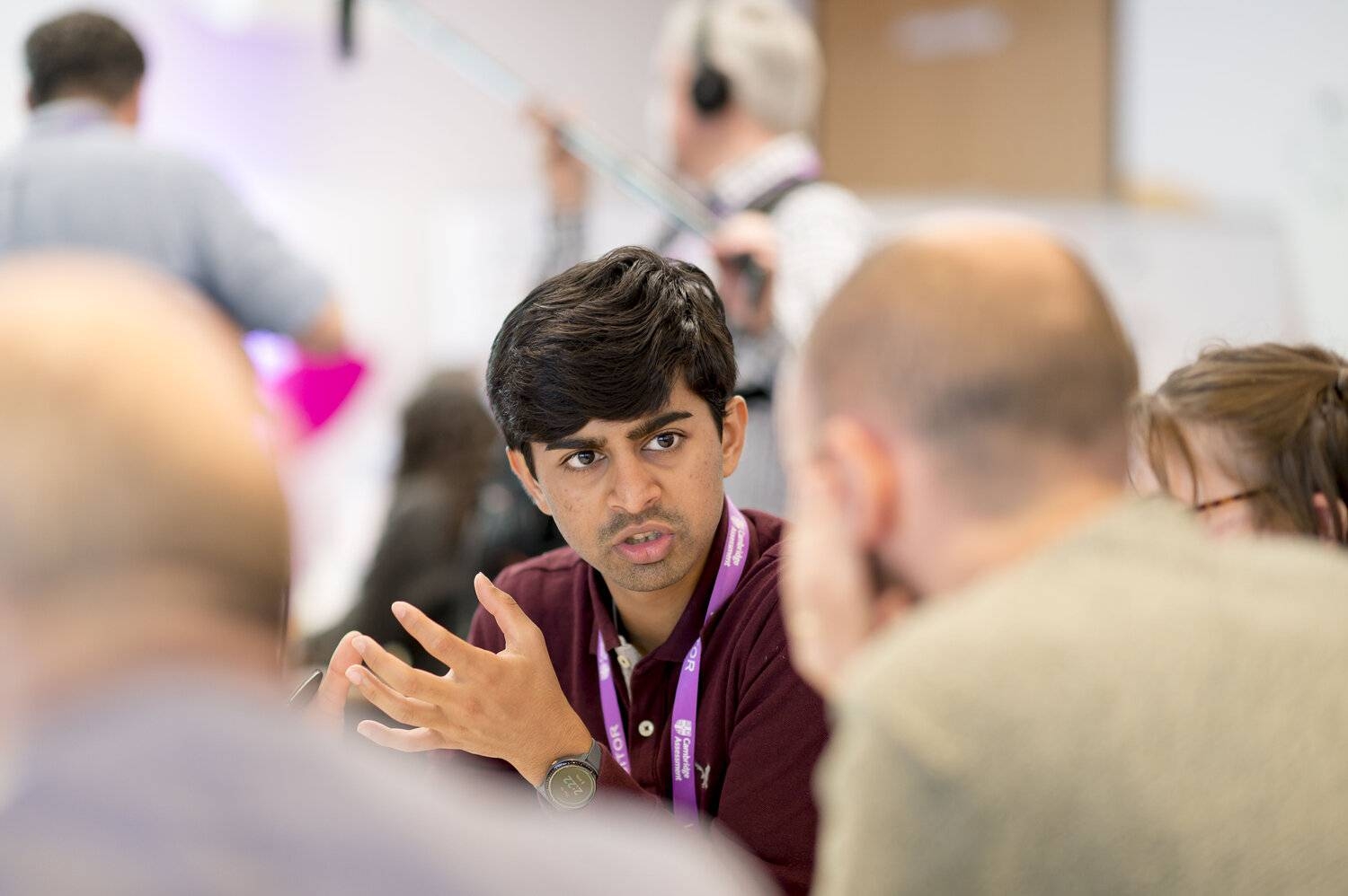 Zubair Junjunia on the Advancing Energy Stage for the Lightning Pitches at the One Young World Summit 2019, London.
