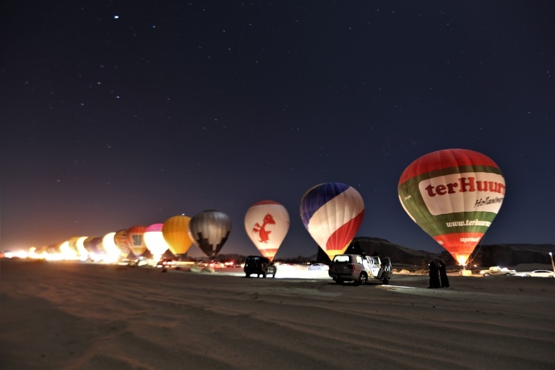 The Royal Commission for AlUla is celebrating its first Guinness World Records (GWR) title for Longest hot air balloon glow show when 100 balloons spread across 3km over the AlUla desert in north west Saudi Arabia.