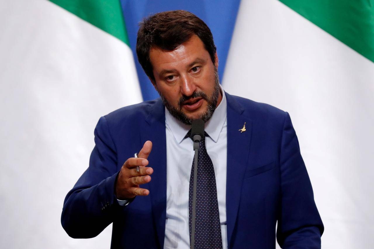 Italy's far-right politician Matteo Salvini speaks during a joint news conference with Hungarian Prime Minister Viktor Orban in Budapest, Hungary, in this May 2, 2019 file photo. — Reuters