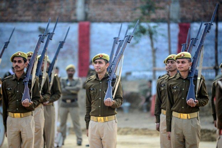 British-era bolt-action rifles were used for the last time by police in northern India during the Republic Day parade. — AFP
