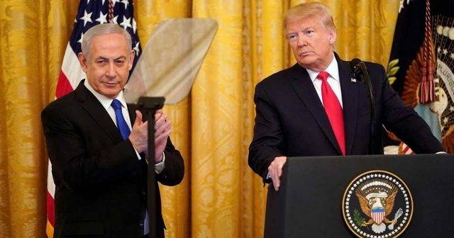 US President Donald Trump outlining his Mideast plan in Washington, Tuesday. — AFP
