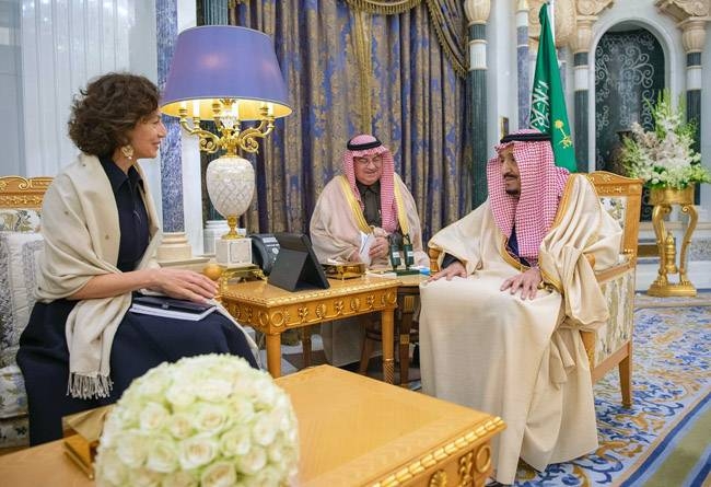 Custodian of the Two Holy Mosques King Salman holds talks with Audrey Azoulay, director general of the United Nations Educational, Scientific and Cultural Organization (UNESCO) in Riyadh on Thursday. — SPA

