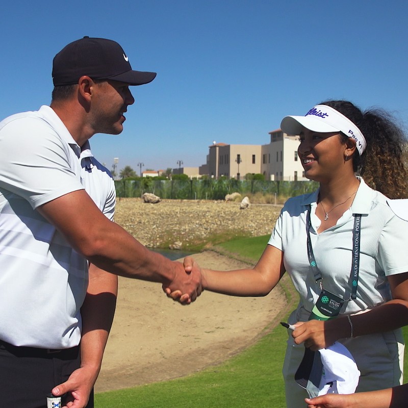 Phil Mickelson meets Layla Al-Telmissani and her brother Omar.