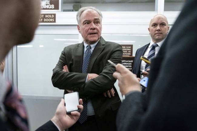 Senator Tim Kaine, seen here in January 2020, has moved to restrain President Donald Trump from war with Iran. — AFP