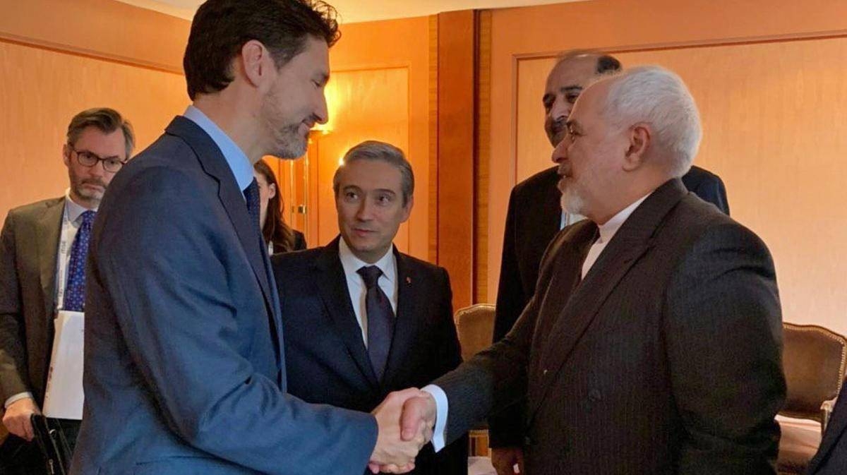 Canadian Pime Minister Justin Trudeau  greets Iranian Foreign Minister Mohammad Javad Zarif at the 56th Munich Security Conference (MSC) on Friday. — Courtesy photo
