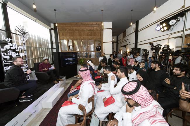 Red Sea Film International Festival Director Mahmoud Sabbagh and Artistic Director Hussain Currimbhoy, at a press conference in Jeddah, Monday. 