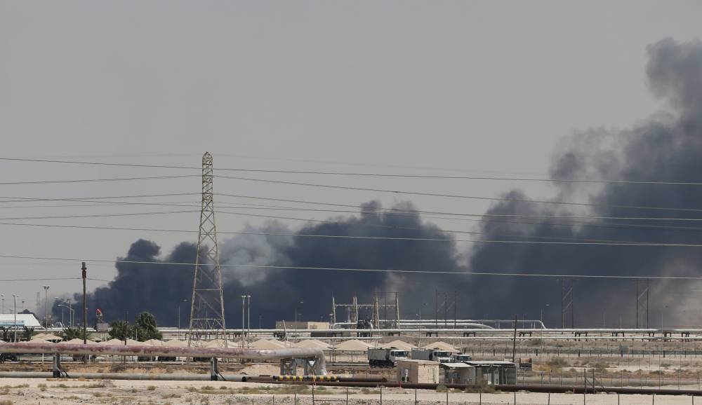 Smoke is seen following a fire at Aramco facility in the eastern city of Abqaiq, Saudi Arabia, in this Sept. 14, 2019 file picture. — Reuters