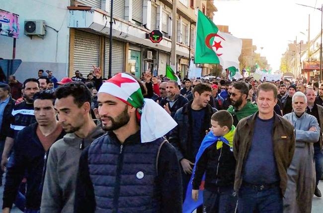 Algerians march in Bordj Bou Arreridj. Today, Algeria's protests are smaller than in spring 2019, but the Hirak movement remains strong. — AFP 
