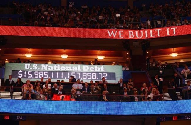 A clock counting the US national debt loomed over the Republican National Convention in 2012, but the party's interest in lowering the bill seems to have waned in the years since. — AFP