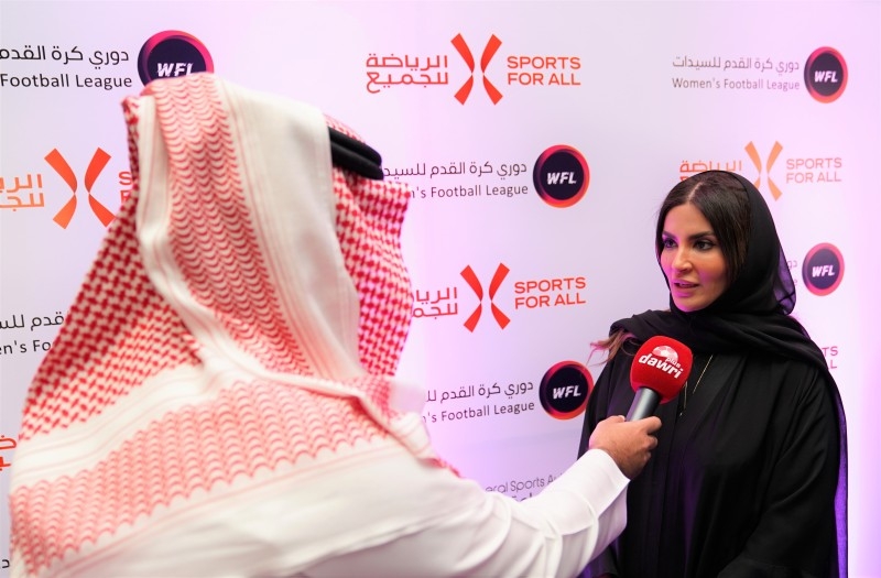  SFA Managing Director Shaima Saleh Alhusseini speaks to media after the event. 