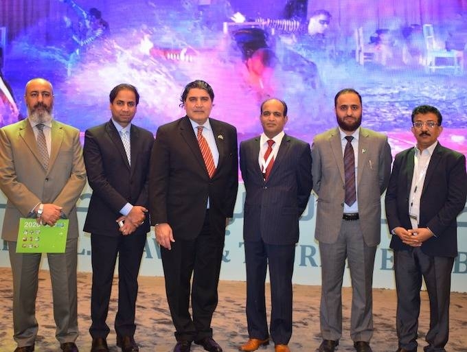 Ambassador of Pakistan to Saudi Arabia Raja Ali Ejaz wth other officers at Pakistani pavilion.