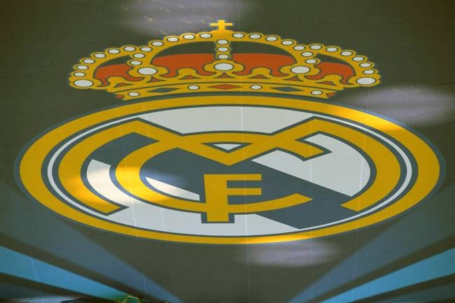 View of Real Madrid's logo after the club was placed in quarantine over the coronavirus. — AFP