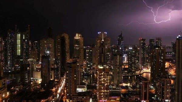 Lightning is seen over Dubai Marina, Saturday. -- Courtesy photo
