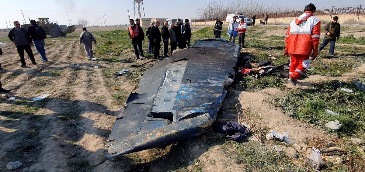The debris of the Ukraine International Airlines, flight PS752, Boeing 737-800 plane that crashed after take-off from Iran's Imam Khomeini airport, on the outskirts of Tehran. -- File photo