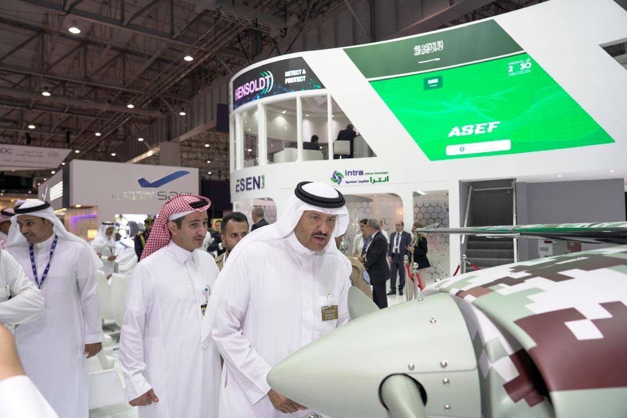 Prince Sultan Bin Salman, Chairman of Saudi Space Commission, is seen at INTRA Defense Technologies pavilion during Dubai Airshow 2019 in this file picture.