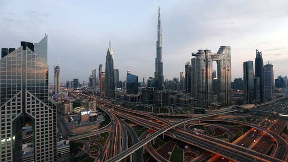 Aerial view of the Sheikh Zayed Road, following the outbreak of coronavirus disease (COVID-19), in Dubai, UAE.