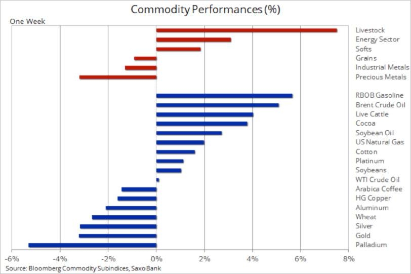 Commodity Weekly: Gold down, oil up on recovery hopes