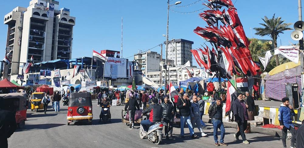 A procession makes its way through Baghdad, the capital of Iraq.