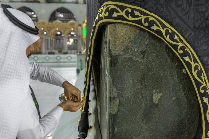 Ka'ba, black stone cleaned,
perfumed five times a day