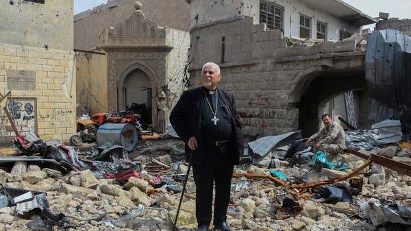 A view of destruction surrounding the Roman Catholic Church of Our Lady of the Hour in the old city of Mosul, eight months after it was retaken by Iraqi government forces from the control of Daesh.
