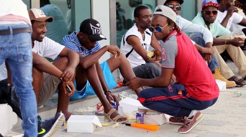 Migrant workers have food in Doha, Qatar, in this file picture.