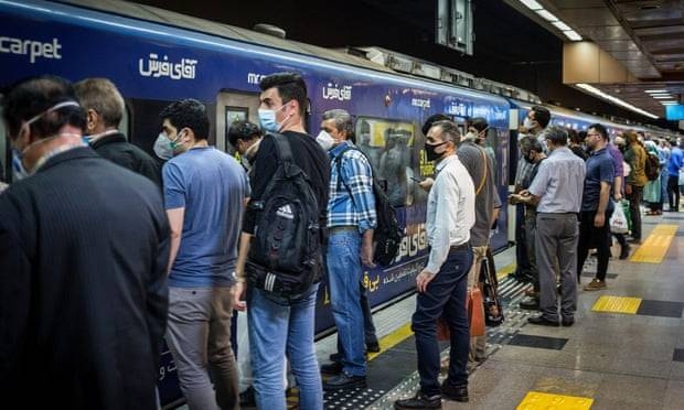 People in face masks at a subway station in Tehran. -- Courtesy photo
