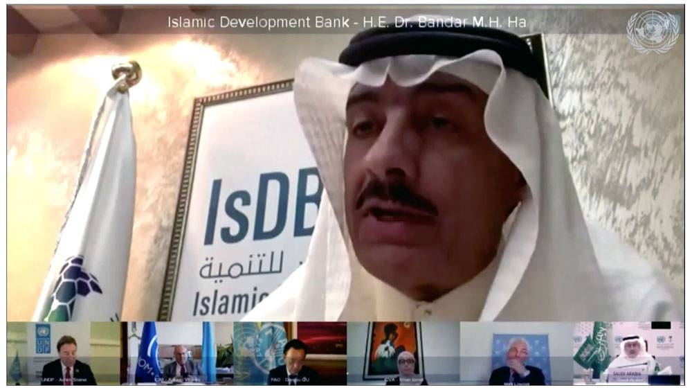 Dr. Bandar Hajjar, IsDB President, during the Virtual Donors' Conference for Yemen 2020,