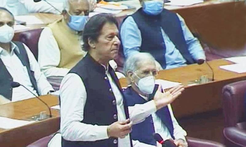 Pakistan's Prime Minister Imran Khan speaks in parliament on Tuesday. — Courtesy photo
