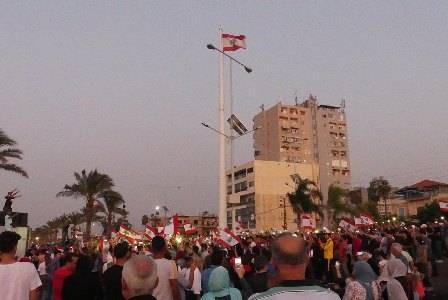 Protestors in Tyre in southern Lebanon demonstrate against government corruption and austerity measures in this file photo.
