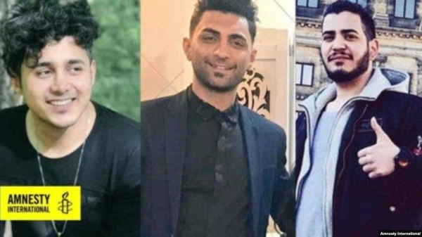 From right to left: Amirhossein Moradi, Mohammad Rajabi and Saeed Tamjidi have been sentenced to death in connection with acts of arson that took place during protests in November 2019. — Courtesy photo
