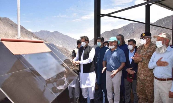 Pakistan's Prime Minister is seen with Pakistani premier was accompanied by the country’s army chief Gen. Qamar Javed Bajwa and Federal Minister for Water Resources Faisal Vawda at the project launch site. — Courtesy photo
