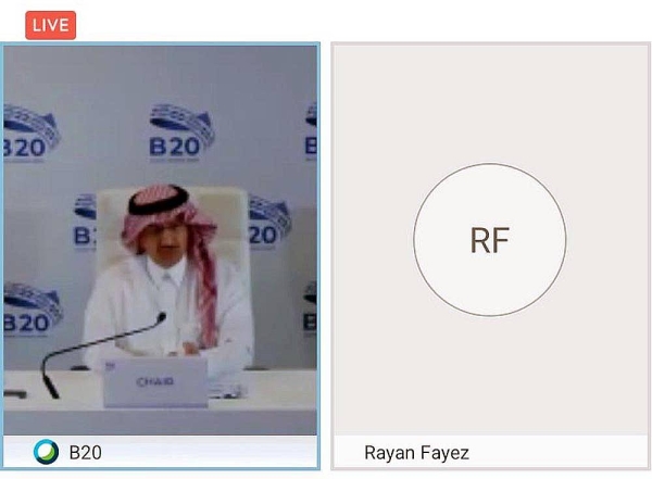 Yousef Al-Benyan, chair of B20 Saudi Arabia. during the virtual discussion entitled “Preparing for the Second Wave”.