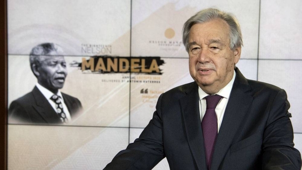 UN Secretary-General António Guterres delivers the annual Nelson Mandela Lecture. — courtesy UN Photo/Eskinder Debebe