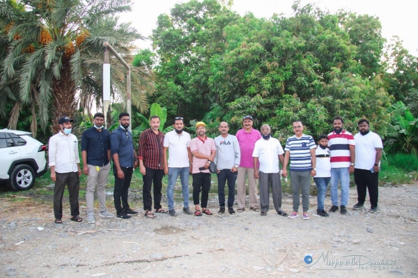 Rtd. Maj. Gen. Talal Hussain Al-Ghanemi (third from left) and family members in Al-Khawar farm at weekend. — Photos by Mujeeb Parakkal
