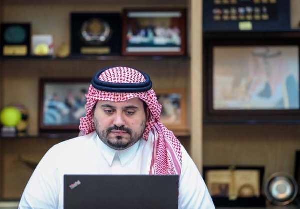 Prince Fahd Bin Jalawi, SAOC director of International Relations during the 2nd SAOC virtual conference.