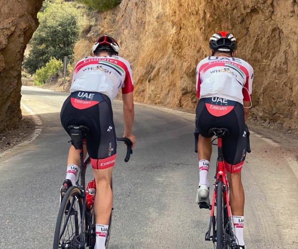 The UAE Team Emirates will be heading to Spain for the Vuelta Burgos (2.Pro) which runs from July 28 to Aug. 1. The team is seen training at Sierra Nevada.