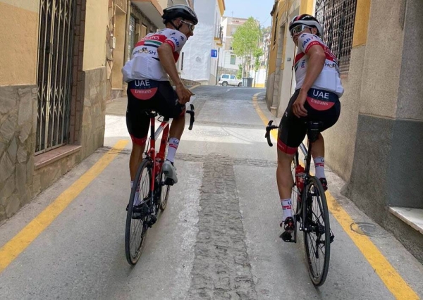 The UAE Team Emirates will be heading to Spain for the Vuelta Burgos (2.Pro) which runs from July 28 to Aug. 1. The team is seen training at Sierra Nevada.