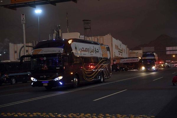Pilgrims on Thursday evening began moving to Muzdalifah after they ascended Mount Arafat in Makkah in the day where they were immersed in prayers and supplication till sunset, marking the peak of Hajj. — SPA photos