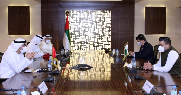 Labor issues were discussed during a meeting between Nasser Bin Thani Al Hamli, the UAE’s Minister of Human Resources and Emiratisation and Sayed Zulfikar Bukhari, special assistant to the Prime Minister on Overseas held recently at the headquarters of the Ministry of Human Resources and Emiratisation in Dubai. — WAM photo
