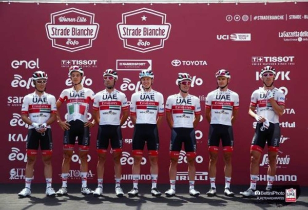 After a strong squad performance at the Vuelta Burgos, which included a win for Fernando Gaviria, UAE Team Emirates has continued its successful season restart with Italian national champion, David Formolo, taking a well-earned podium spot at Strade Bianche.